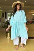 Made in Italy Rumours Broderie Smock Tunic Aqua